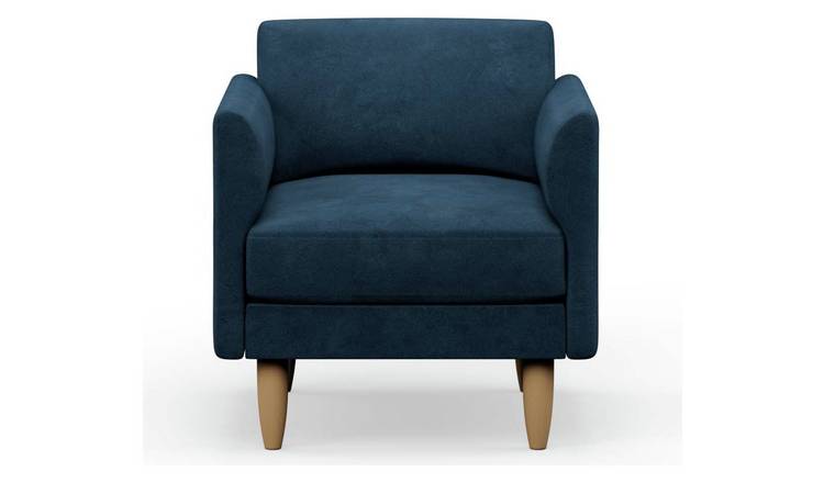 Hutch Velvet Curve Arm Armchair - Ink Blue