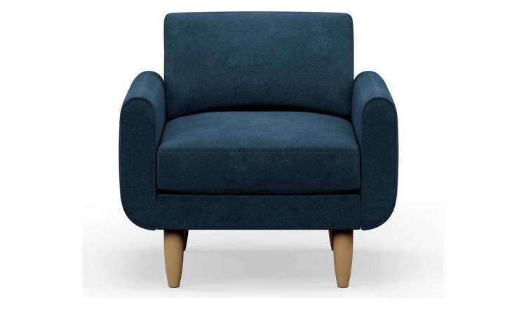 Hutch Velvet Round Arm Armchair - Ink Blue