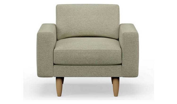 Hutch Fabric Block Arm Armchair - Oat