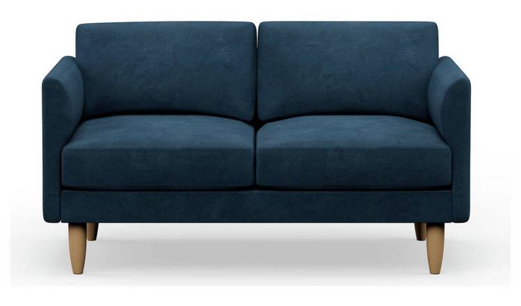 Hutch Velvet Curve Arm 2 Seater Sofa - Ink Blue