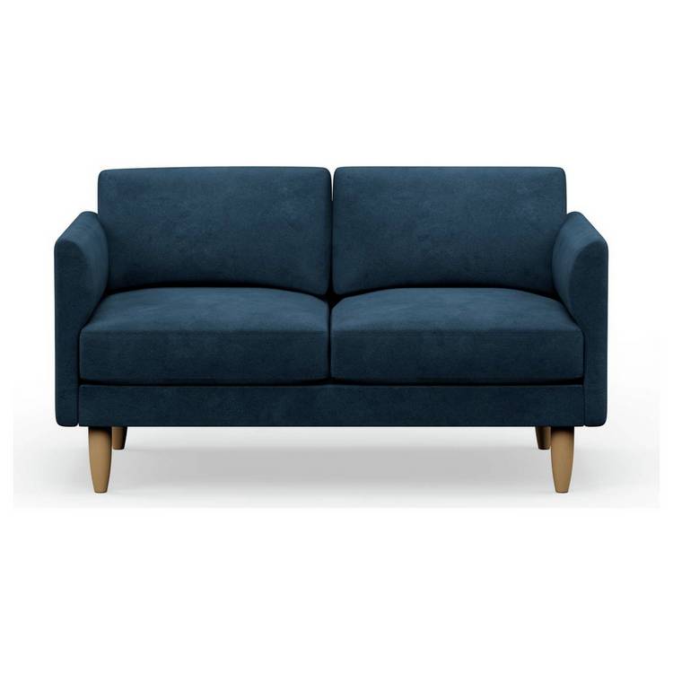 Hutch Velvet Curve Arm 2 Seater Sofa - Ink Blue 0