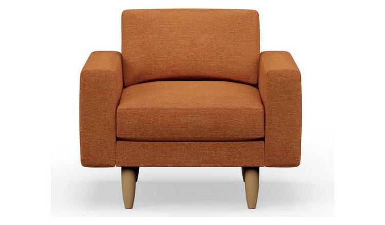 Hutch Fabric Block Arm Armchair - Rust