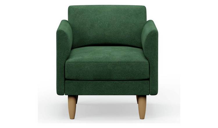 Hutch Velvet Curve Arm Armchair - Sage Green