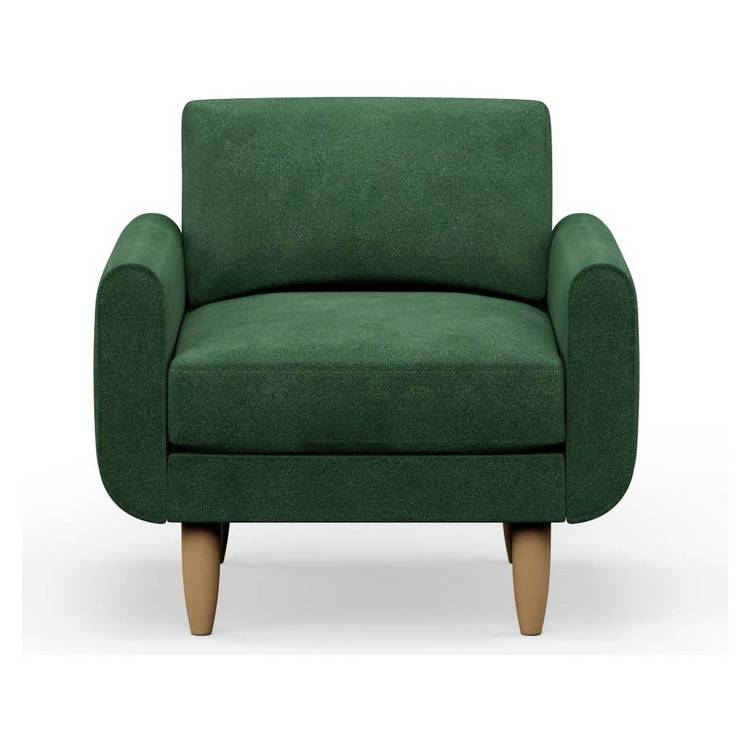 Hutch Velvet Round Arm Armchair - Sage Green 0