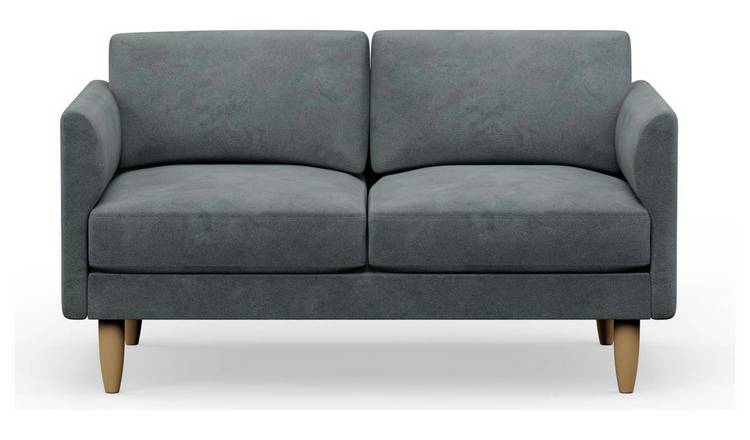 Hutch Velvet Curve Arm 2 Seater Sofa - Slate Grey