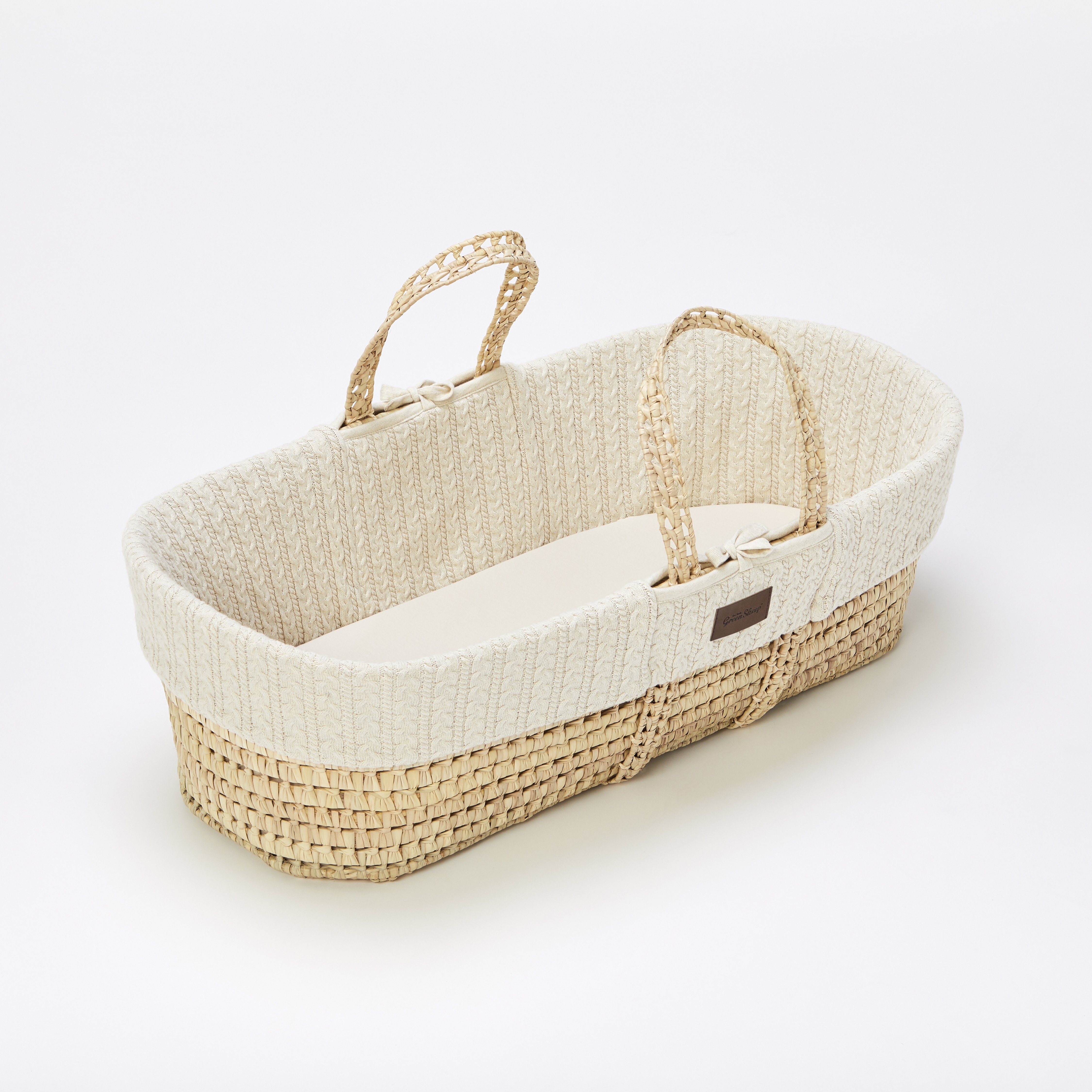 The Little Green Sheep Snuz Knitted Moses Linen Basket