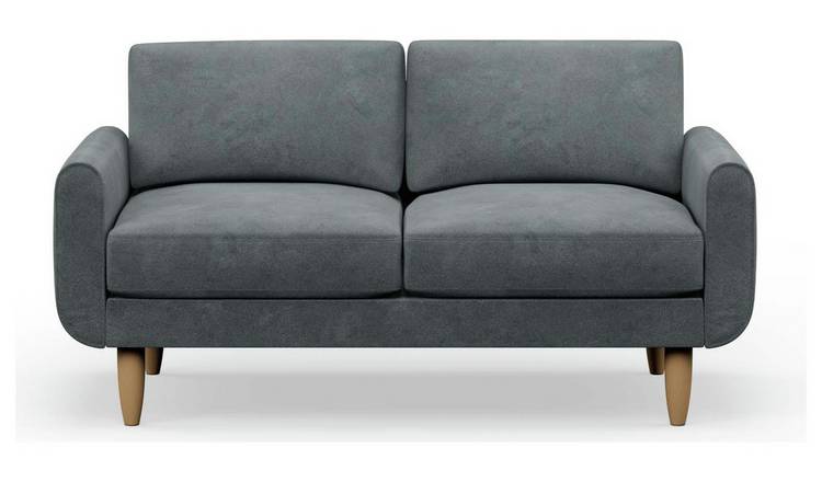 Hutch Velvet Round Arm 2 Seater Sofa - Slate Grey