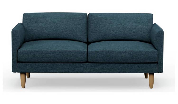 Hutch Fabric Curve Arm 3 Seater Sofa - Aegean Blue