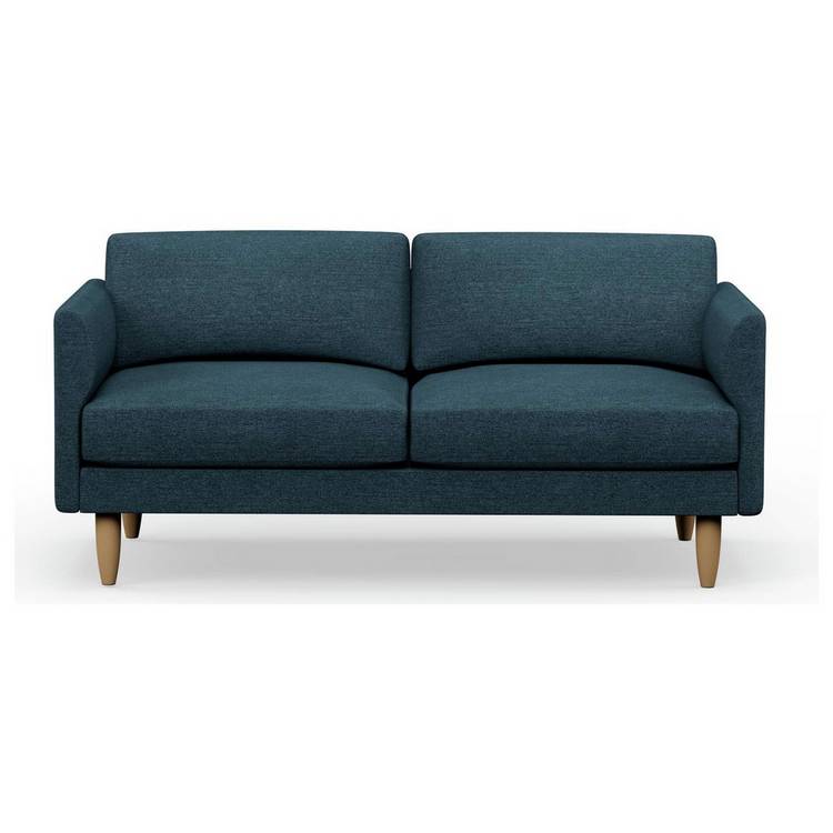 Hutch Fabric Curve Arm 3 Seater Sofa - Aegean Blue 0