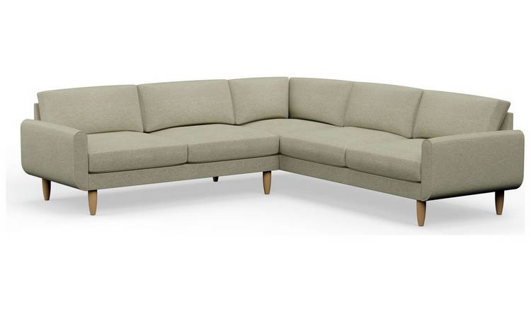 Hutch Fabric Round Arm 7 Seater Corner Sofa - Oat