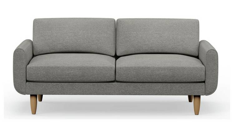 Hutch Fabric Round Arm 3 Seater Sofa - Dove Grey