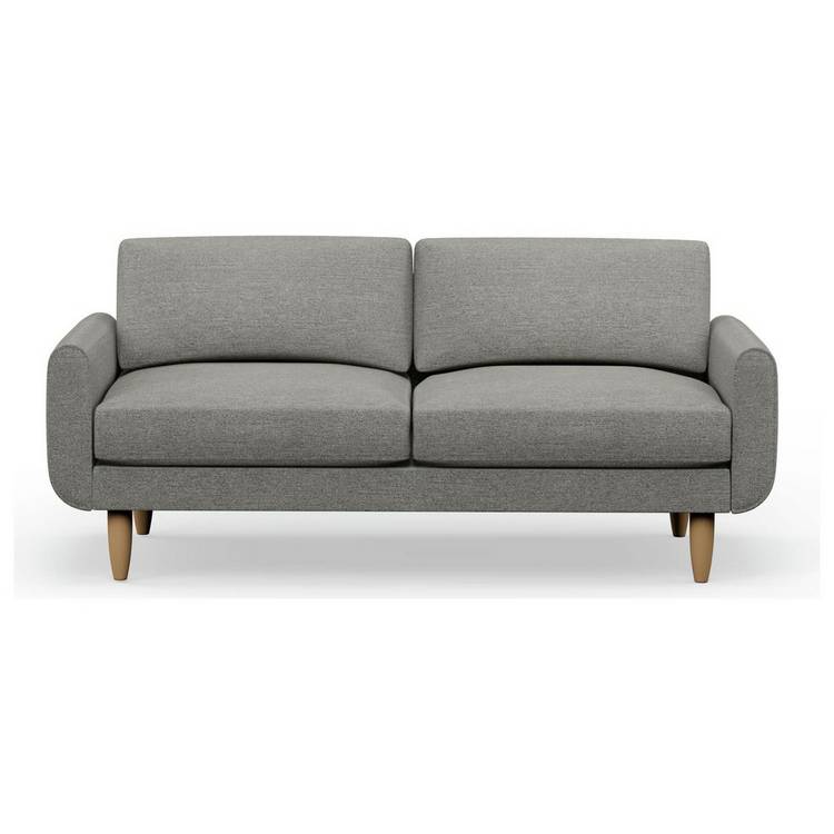 Hutch Fabric Round Arm 3 Seater Sofa - Dove Grey 0
