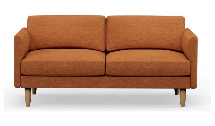 Hutch Fabric Curve Arm 3 Seater Sofa - Rust