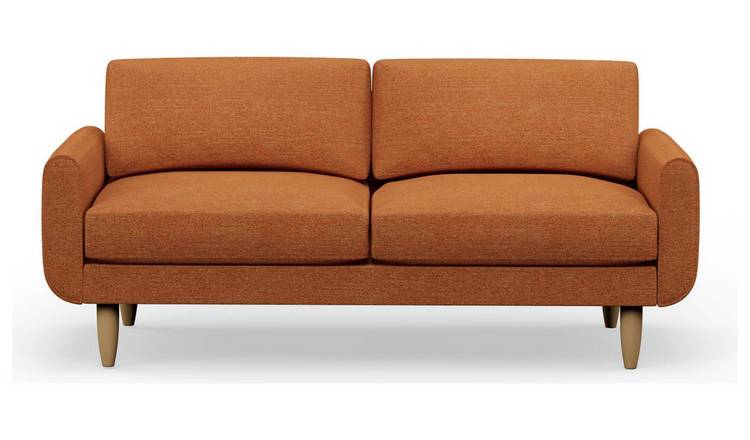 Hutch Fabric Round Arm 3 Seater Sofa - Rust