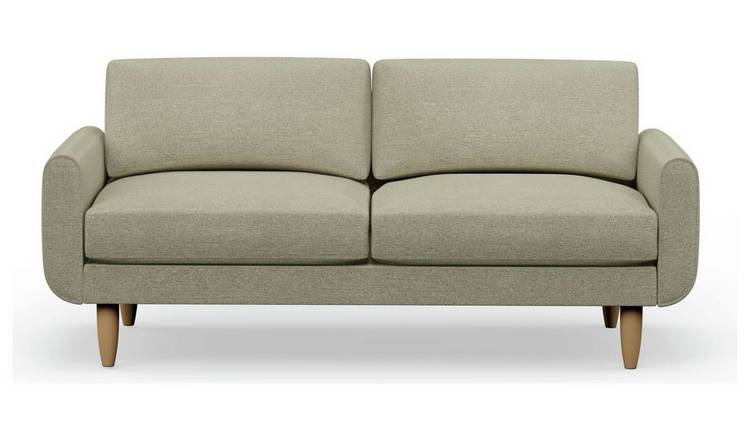 Hutch Fabric Round Arm 3 Seater Sofa - Oat