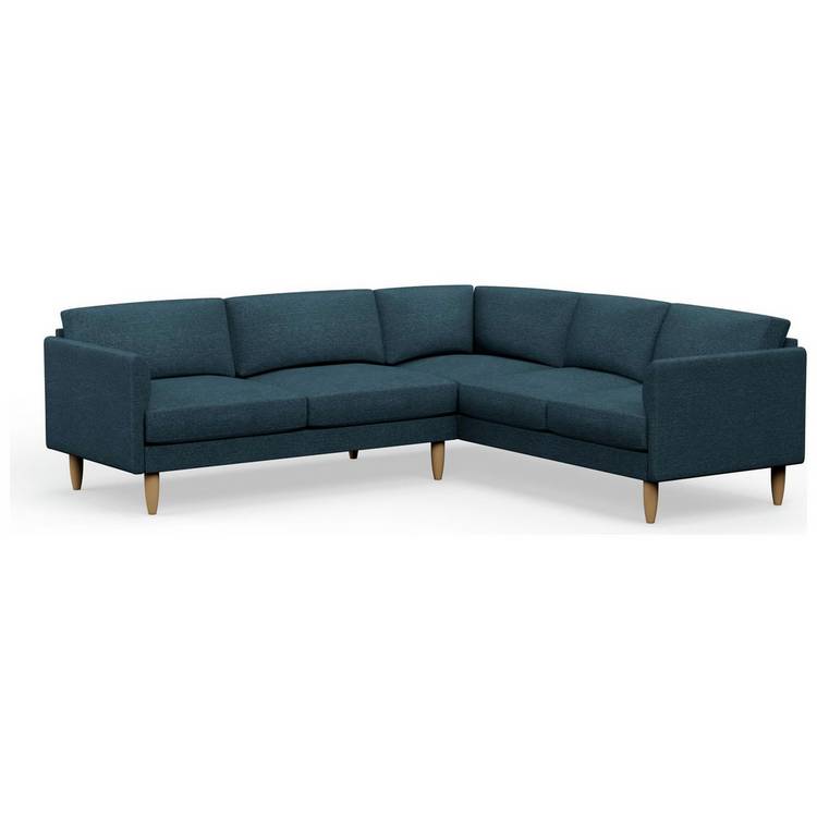 Hutch Fabric Curve Arm 6 Seater Corner Sofa - Aegean Blue 0