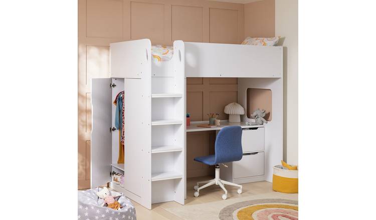 Habitat Jude High Sleeper With Wardrobe - White