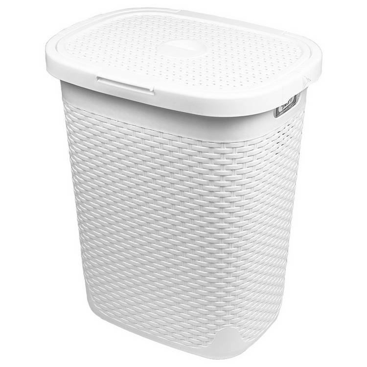 Addis Rattan 50 Litre Laundry Basket  - White 0