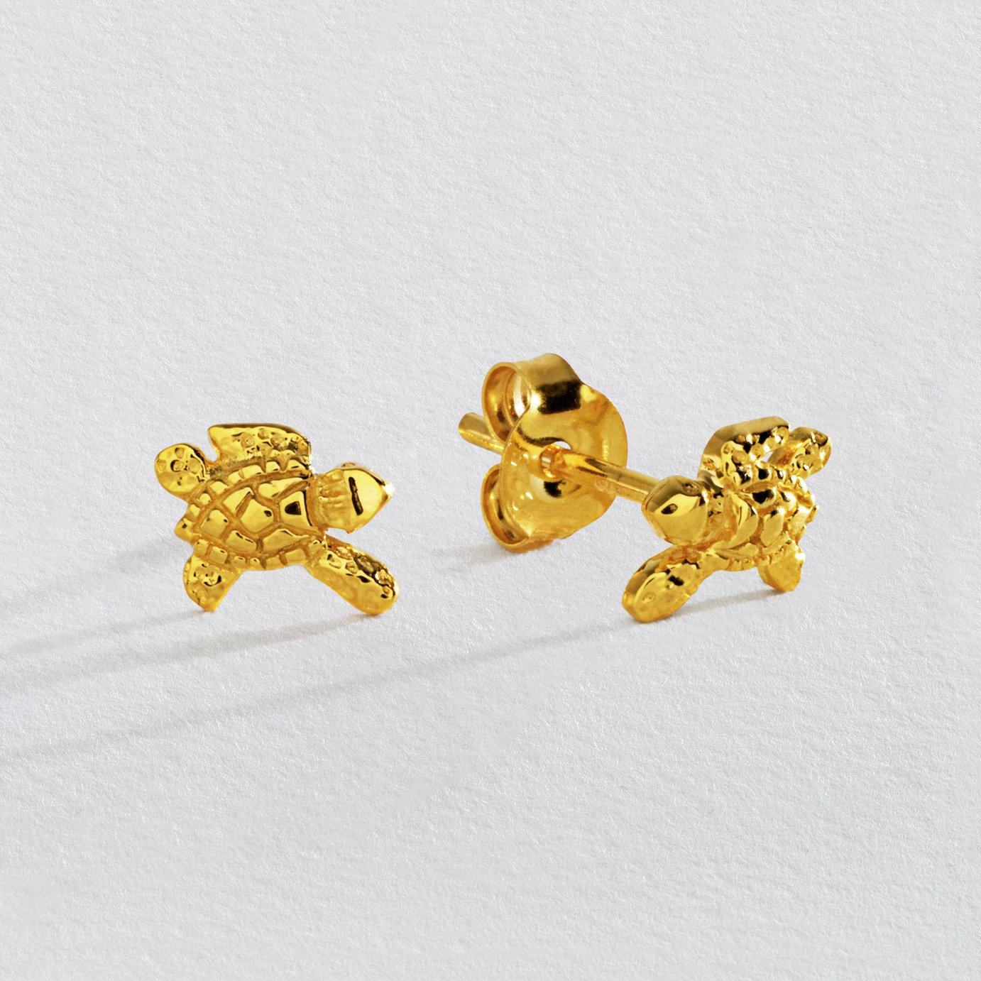 Revere Sterling Silver Gold Plated Turtle Earrings