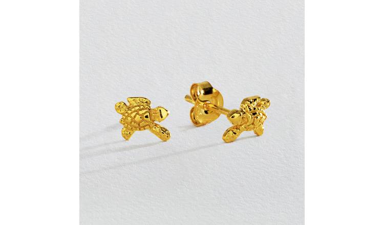 Revere Sterling Silver Gold Plated Turtle Earrings