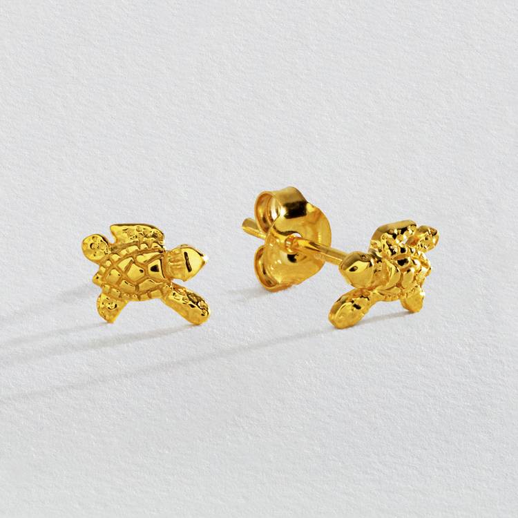 Revere Sterling Silver Gold Plated Turtle Earrings 0