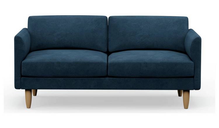 Hutch Velvet Curve Arm 3 Seater Sofa - Ink Blue