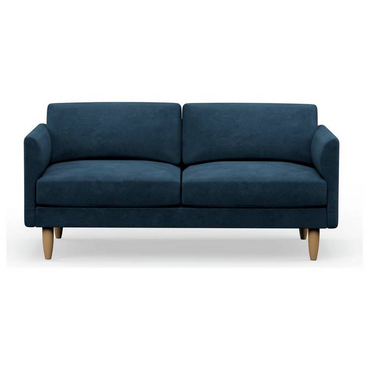 Hutch Velvet Curve Arm 3 Seater Sofa - Ink Blue 0