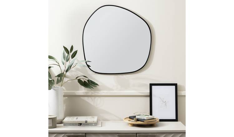 Habitat Black Asymmetric Wall Mirror - 60x60cm