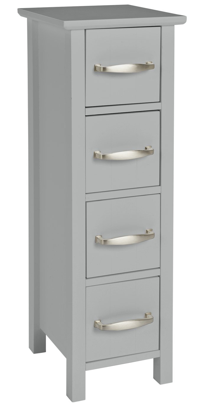 Argos Home Tongue & Groove 4 Drawer Slimline Unit - Grey