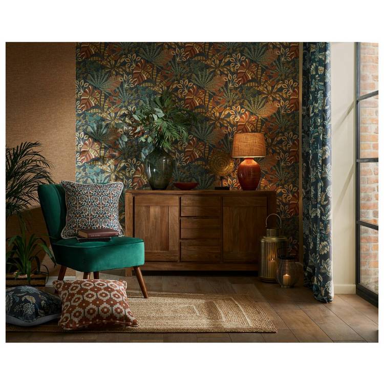Esselle Home Plain and Teaxtured Weave Orange Wallpaper 0