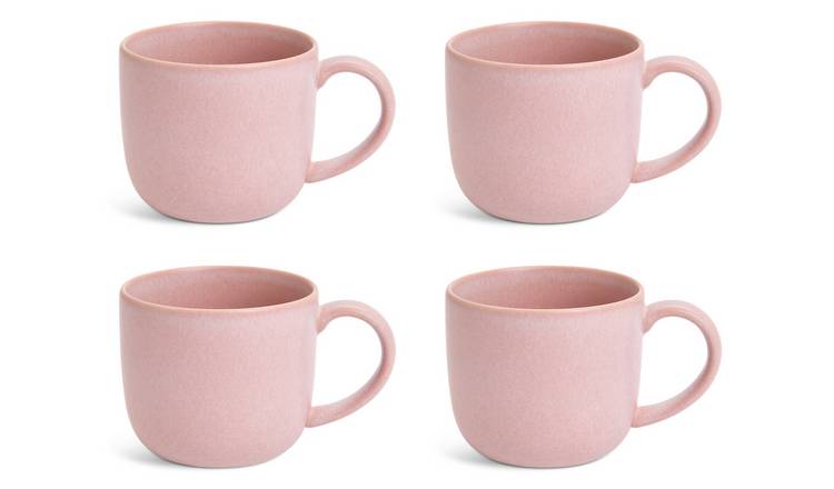 Habitat Set of 4 Reactive Stoneware Mugs - Soft Pink