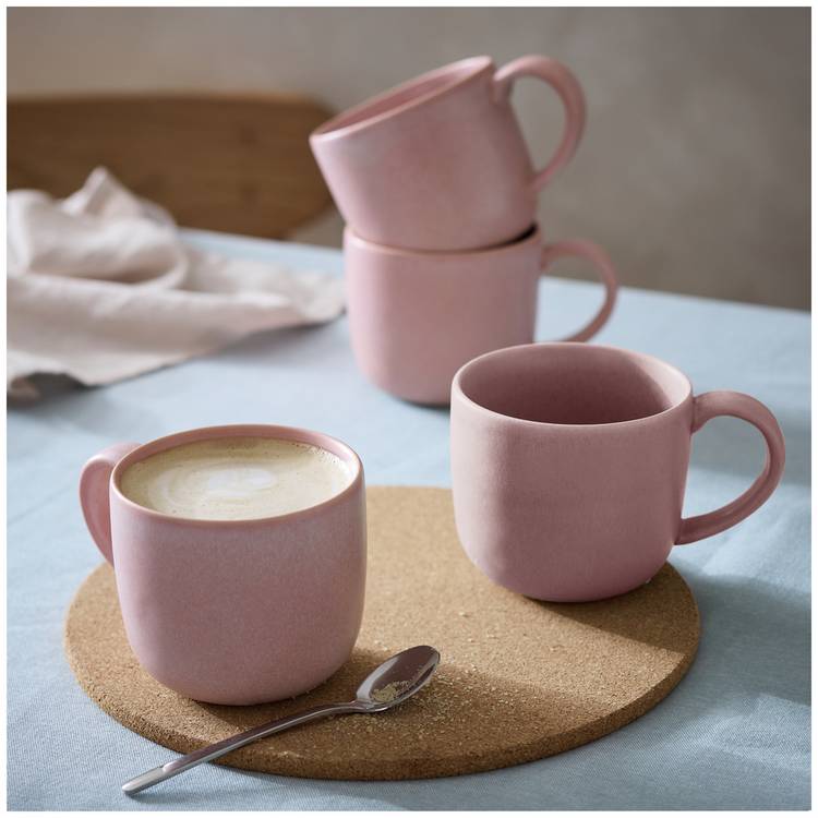 Habitat Set of 4 Reactive Stoneware Mugs - Soft Pink 0