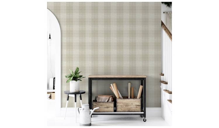 Arthouse Tartan Cream Wallpaper