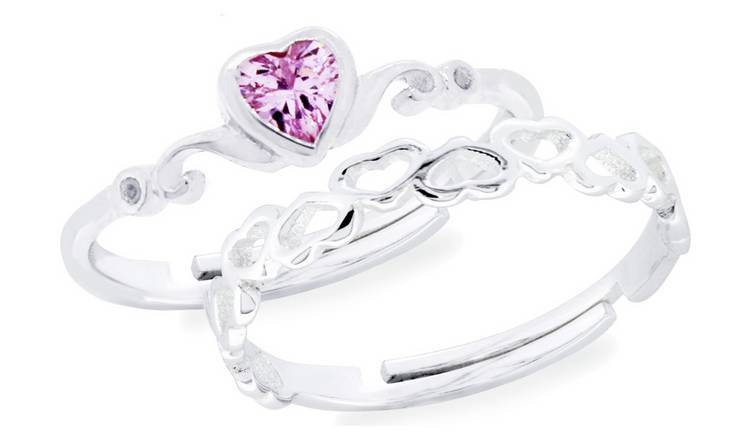 Buy Revere Kids Sterling Silver Heart Adjustable Rings -Set of 2 | Womens  rings | Argos