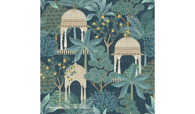 Esselle Home Exotic Pavilion Navy Wallpaper