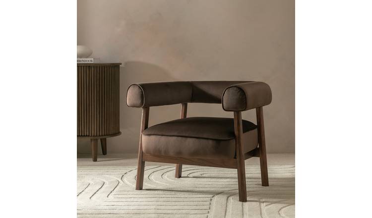 Habitat Elio Velvet Chair - Brown