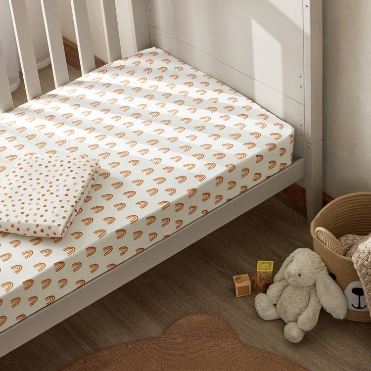 Habitat Cotton Jersey Rainbow Twin Nursery Fitted Sheet-Crib 0