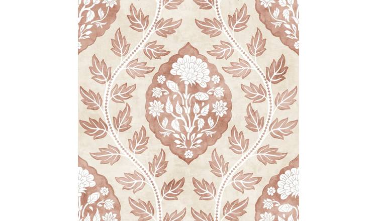 Esselle Home Floral Cartouche Pink Wallpaper