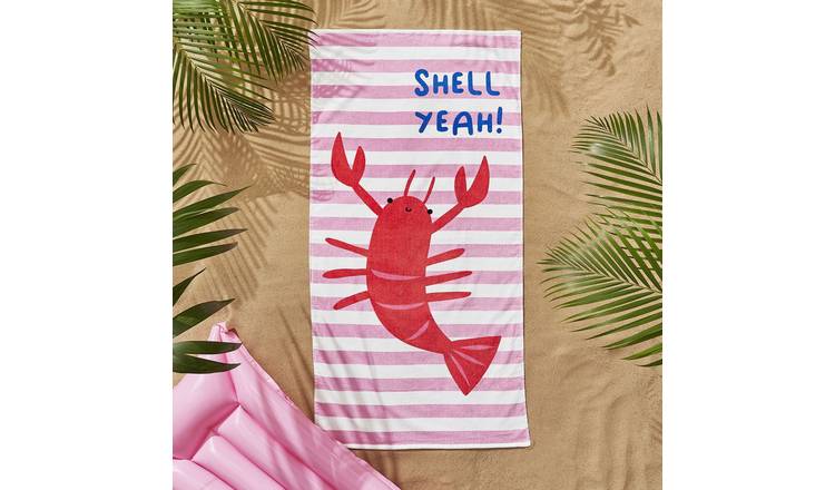 Catherine Lansfield Shell Yeah Beach Towel - Pink