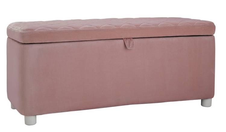 Pink fabric store ottoman