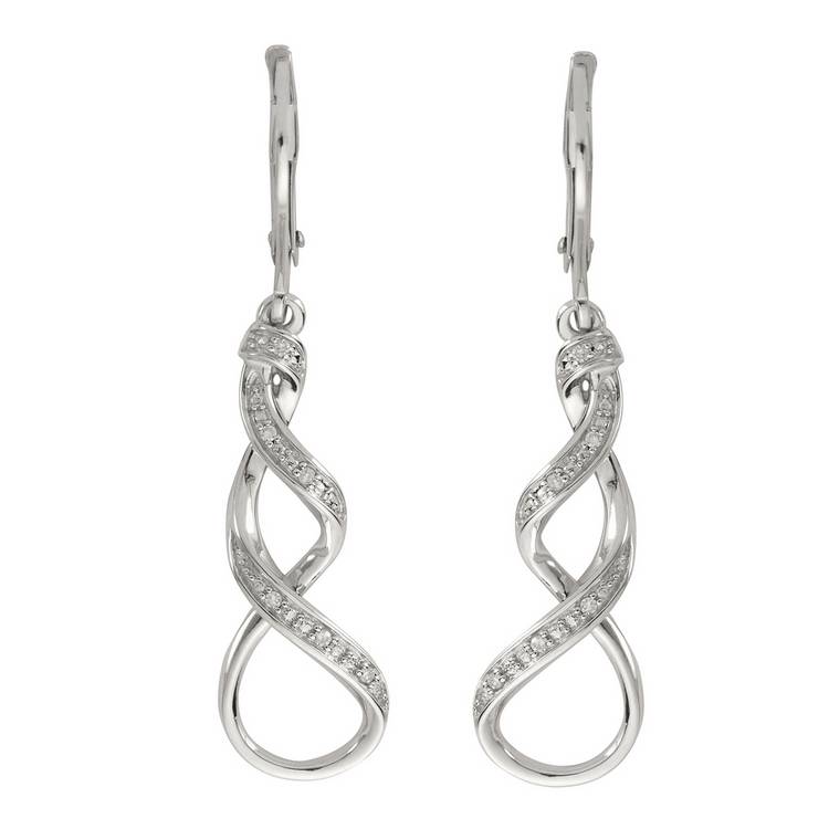 Revere Sterling Silver 0.04ct tw Diamond Twist Drop Earrings 0