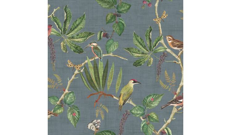 Esselle Home Hill Top Garden Slate Blue Wallpaper