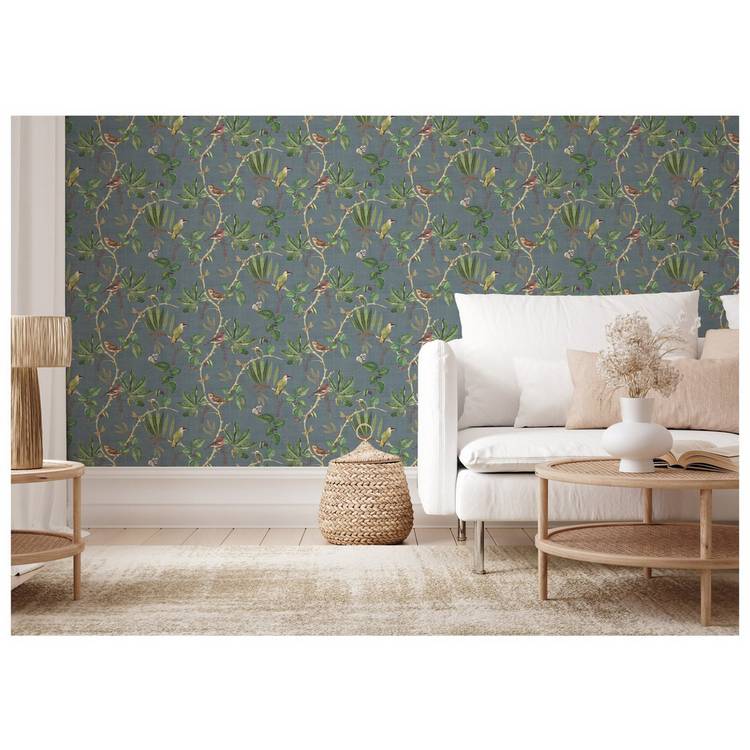 Esselle Home Hill Top Garden Slate Blue Wallpaper 0