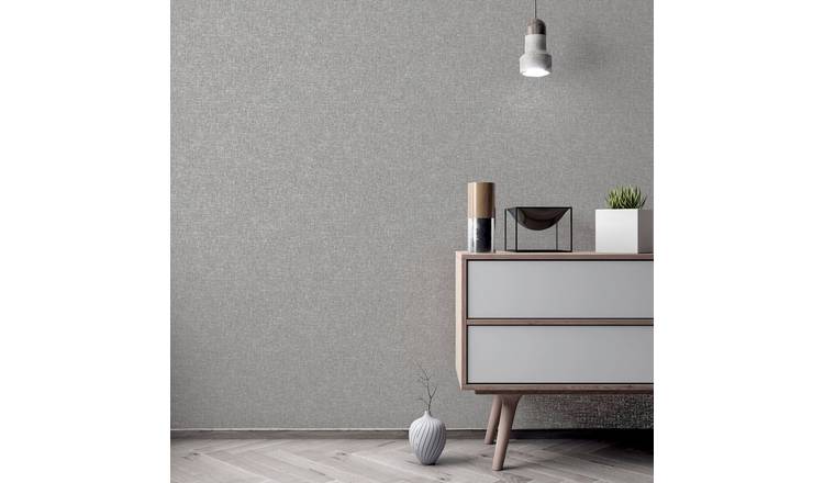 Arthouse Linen Texture Grey Wallpaper