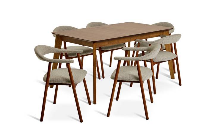 Habitat Callan Extend Walnut Dining Table & 6 Walnut Chairs