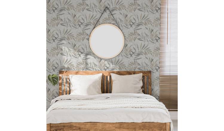 Arthouse Luxury Leaf Grey Wallpaper