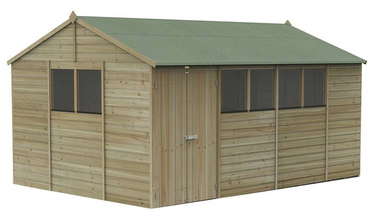 Forest Beckwood Shiplap 6 Windows Reverse Apex Shed 15x10ft