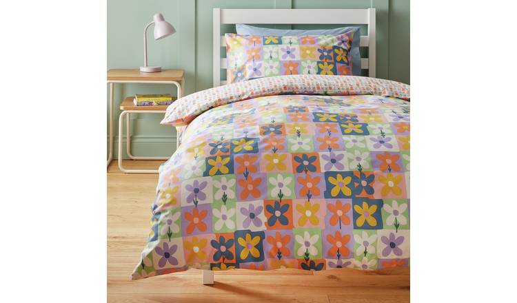 Habitat Checkerboard Floral Kids Bedding Set - Single