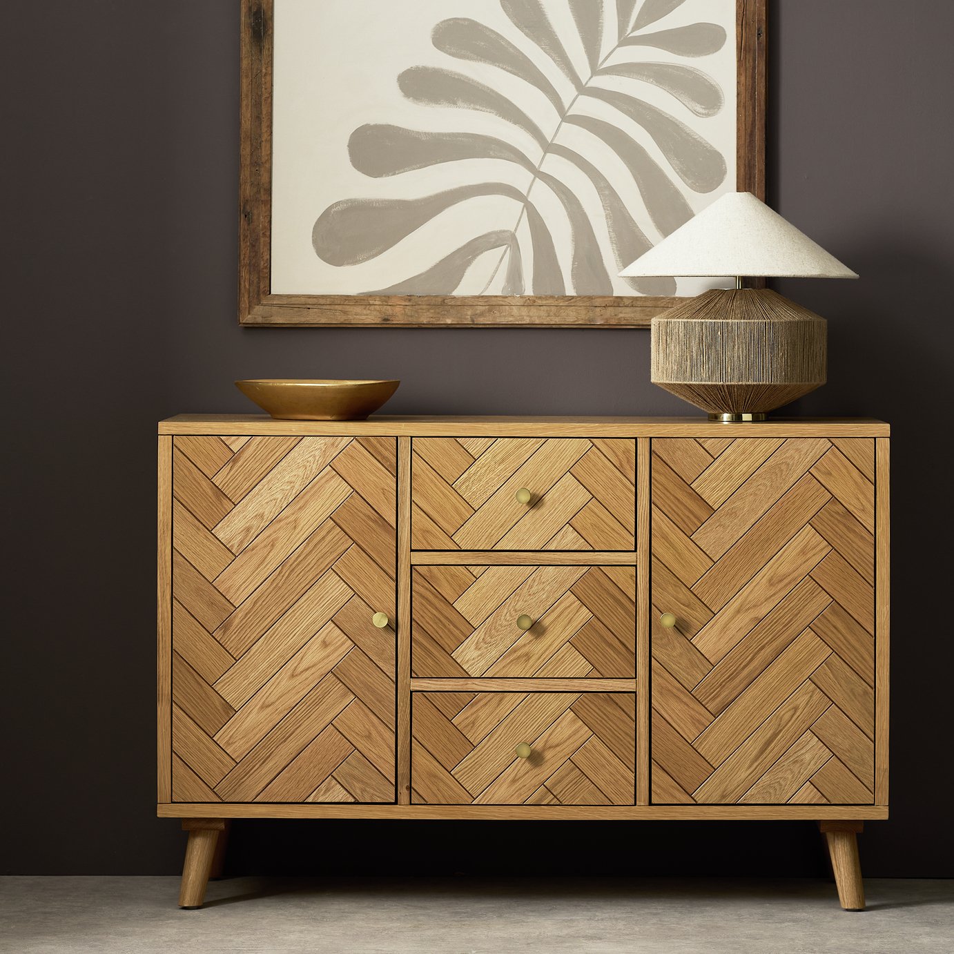 Habitat Afram 2 Door 3 Drawer Sideboard - Oak