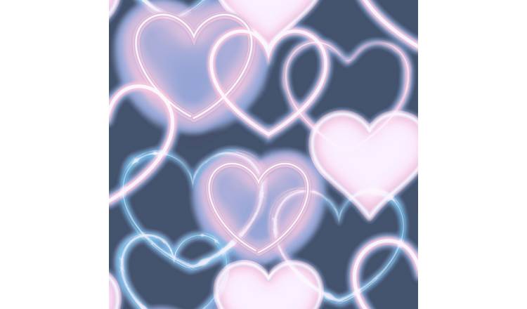 Arthouse Neon Style Heart Navy Pink Wallpaper